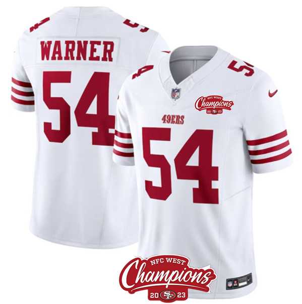 Men & Women & Youth San Francisco 49ers #54 Fred Warner White 2023 F.U.S.E. NFC West Champions Patch Stitched Jersey->san francisco 49ers->NFL Jersey